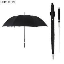 HHYUKIMI, брендовый, модный, с длинной ручкой, мужской автоматический зонт, ветрозащитный, бизнес, меч, воин, Самозащита, солнечный, креативный зонтик