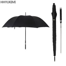 HHYUKIMI Brand Fashion Long Handle Man Automatic Umbrella Windproof Business Sword Warrior Self-defense Sunny Creative Umbrella