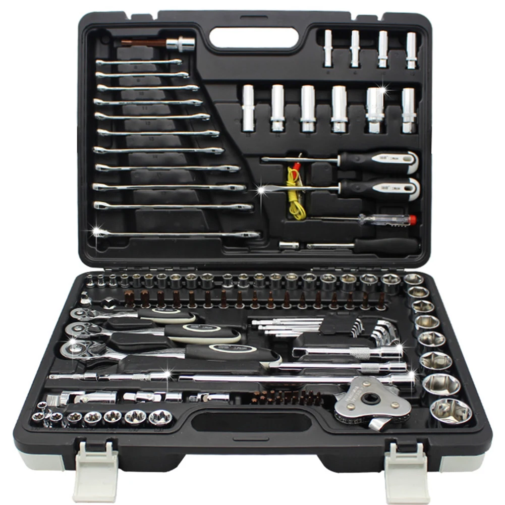 

HGhomeart Mechanics Tool Set 123 Piece Tool Set Includes Screwdriver Wrench and Ratchet Set Great for The Home or Car