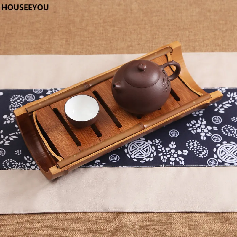 Винтажный бамбуковый китайский чайный поднос кунг-фу, посуда для напитков, запасная вода, чайный набор Gongfu, обслуживание, блюдце, чайная церемония для дома и офиса