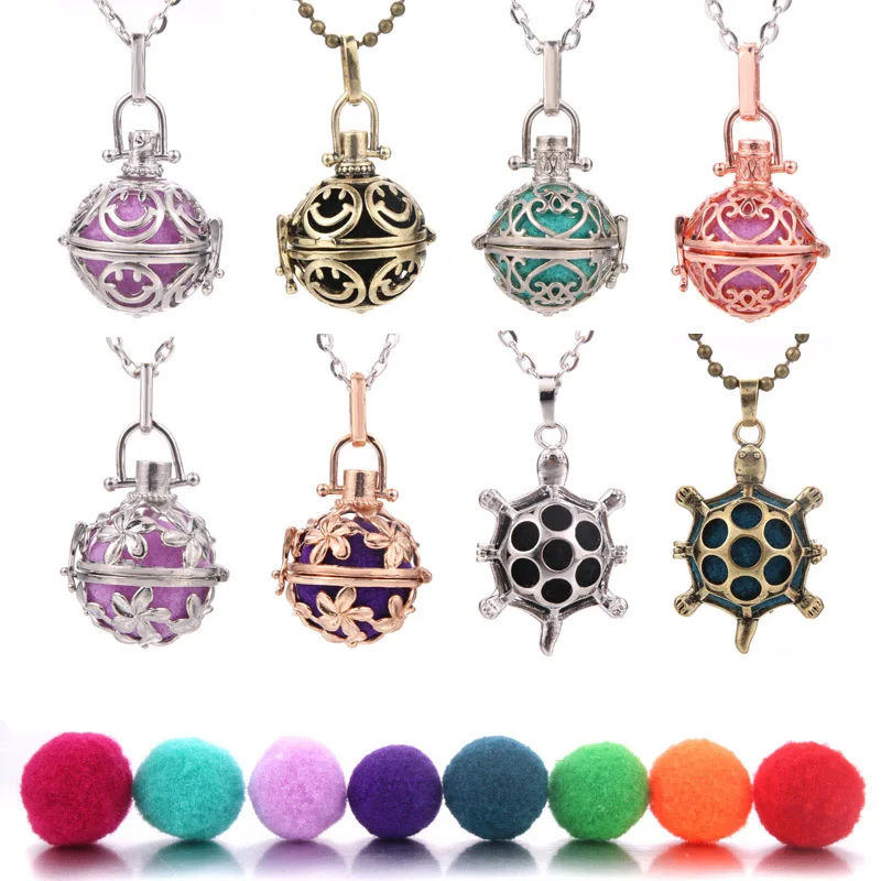 

1pc 70cm Flower Aromatherapy Perfume Essential Oils Diffuser Necklace Locket Necklace Pendant Dream Catcher Tortoise Necklace