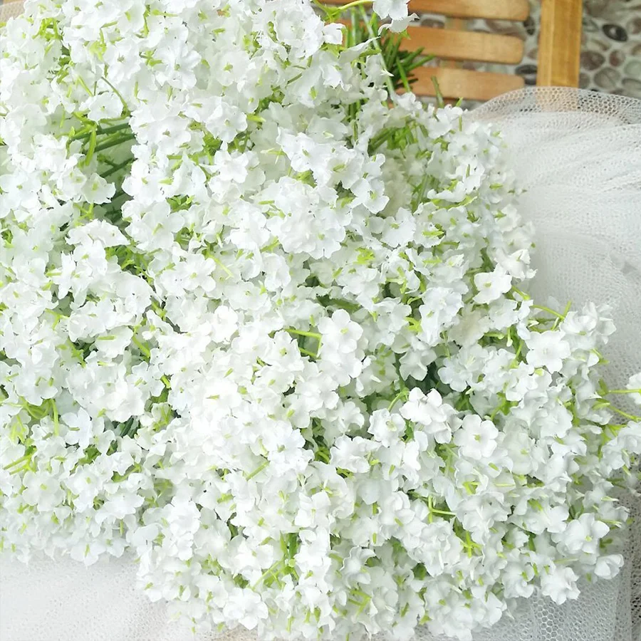 3 unids/lote bebé cumpleaños fiesta aliento/yeso boda decoración seda blanca Real táctil flores artificiales para decoración del hogar A12050