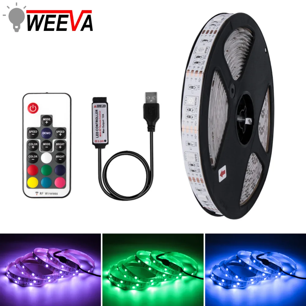 Гибкая светодиодная лента с питанием от USB 5 в постоянного тока 50 см 1 м 2 3 5050 RGB IP65