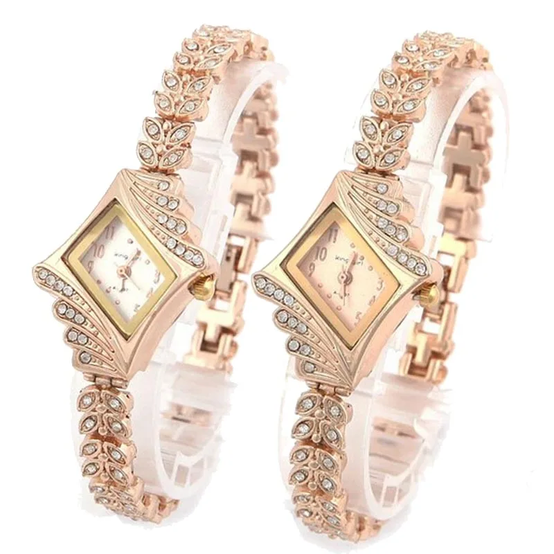 Новые модные женские Кристальные кварцевые часы с ромбовидным браслетом наручные часы, и# D