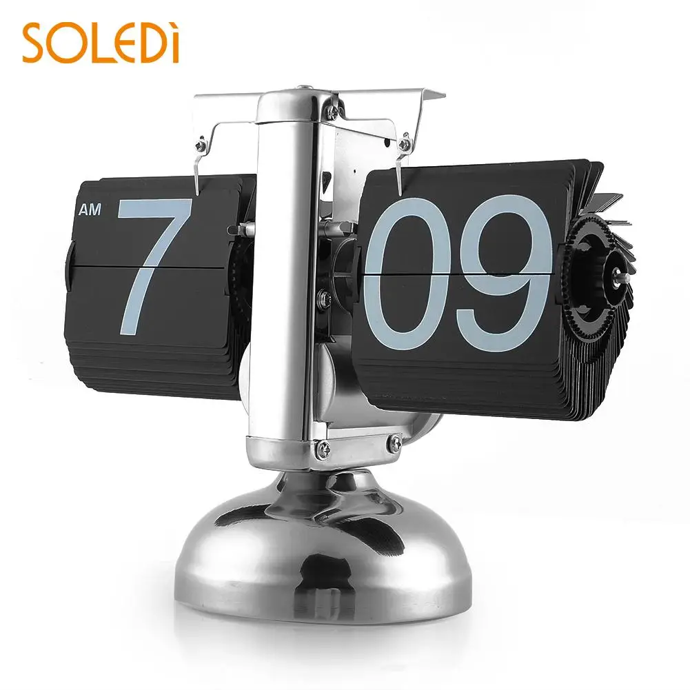 

Nordic Auto Flip Down Clock Digital Modern Desk Stand Clock Home Shop DIY Flip Internal Gear Operated Quartz Clock Black