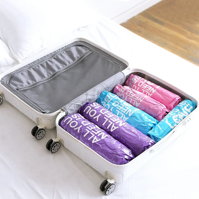 2pcs Set Letters Printed Travel Bag Plastic Pink Hand Rolled Bag Plastic Pink Hand Rolled