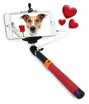 

Bluetooth Selfie Stick With Wired Cell Phone Clip Holder Extendable Selfy Pole For Apple IOS, Samsung & Android D25