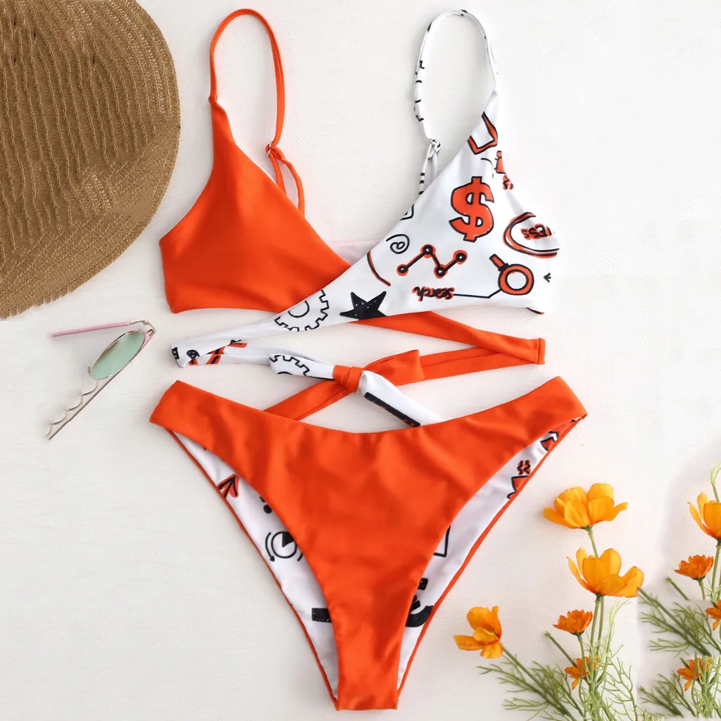 

Bikini 2019 Sexy Women Bikini Set Sunflower Print Padded Swimwear Bathing Swimsuit Beachwear Swimsuit summer beauty fashion