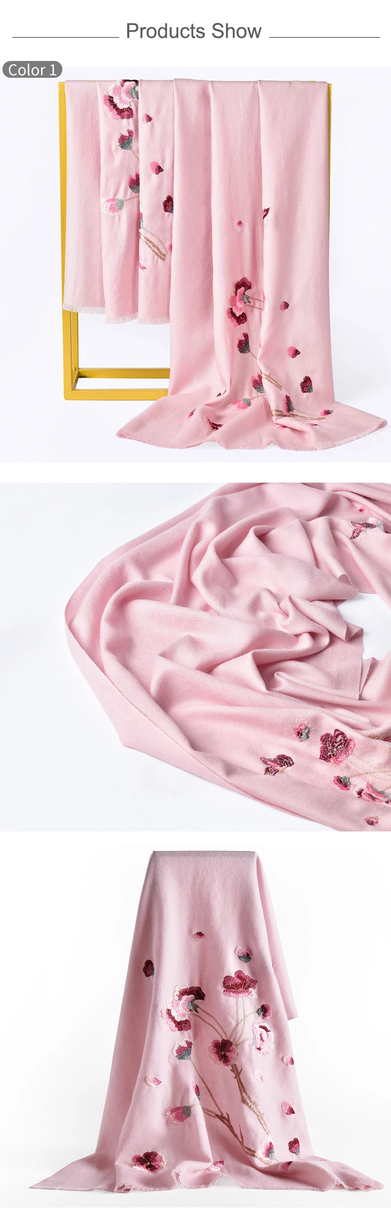 Женский осенне-зимний тонкий шерстяной шарф пашмины твердые вышитые шали обертывания женские теплые мягкие 100% овечья шерсть шарфы 190x65 см