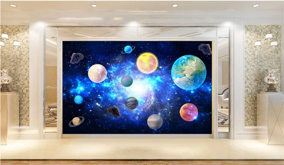 Cosmic Planets Outer Space Interstellar Starry Galaxy Bar KTV Theme Restaurant Background Photo Wall Paper 3D Mural Wallpaper