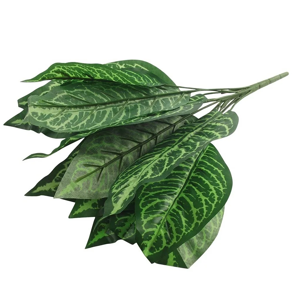 Декоративные искусственные растения, зеленые пучки из 14 больших искусственных листьев, тропические искусственные украшения - Цвет: Синий