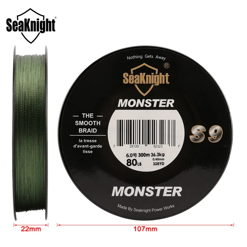 SeaKnight Monster S9 плетеная рыболовная леска 300 м от 20 до 100 фунтов прочная 9 нитей гладкая PE леска S спиральная плетеная технологическая морская