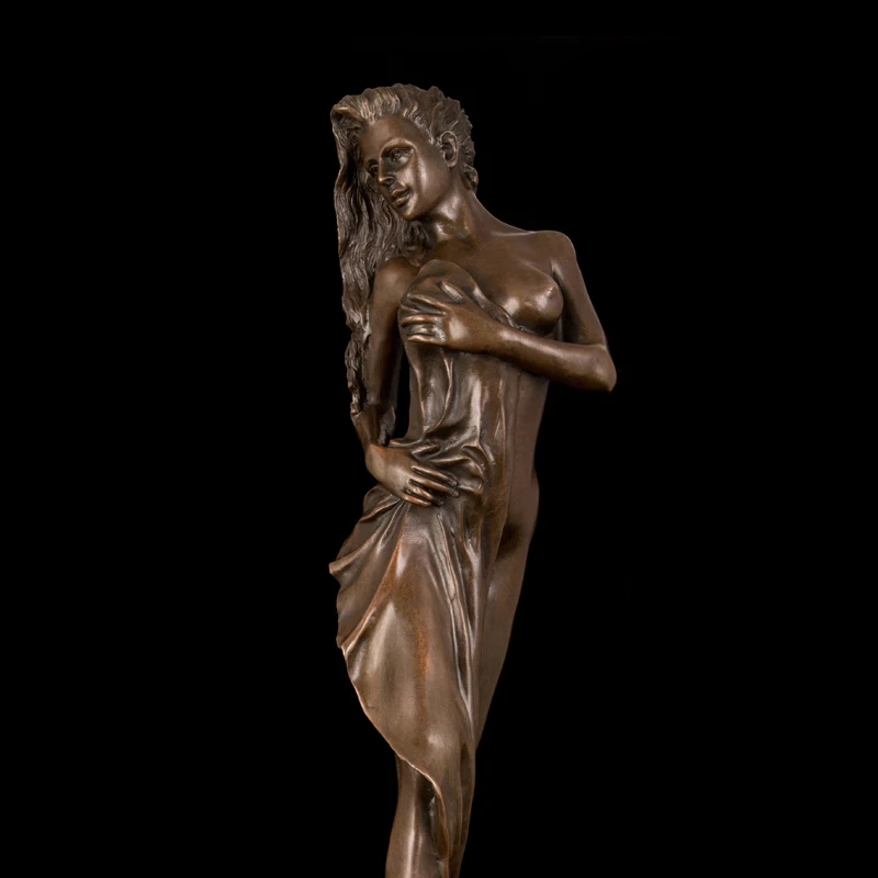 Atlie Bronzes Antique Bronze Sculpture Sexy Girl Vintage