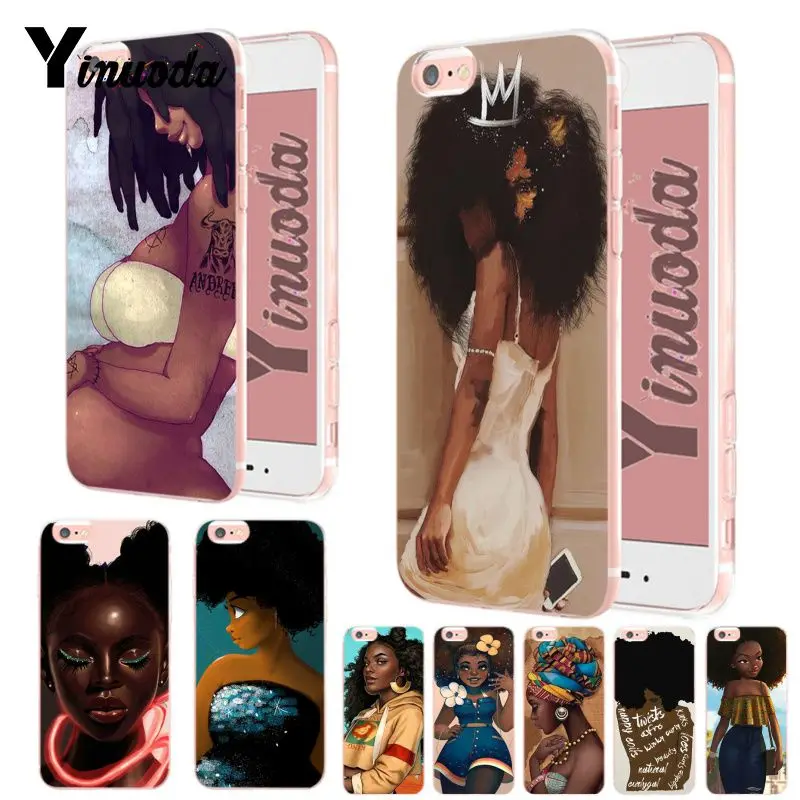 

Yinuoda Lovely Afro Girls 2018 Colored Drawing soft tpu phone Case for iPhone Xs Max 8 7 6 6S Plus X XS XR 5 5S SE case Coque