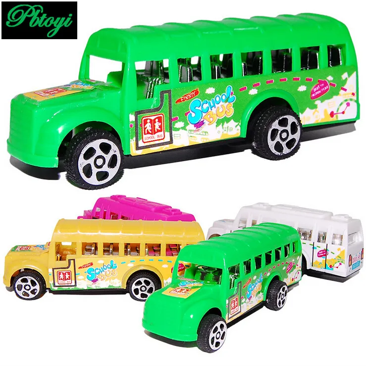 5PCS Children's plastic toys wholesale bus back to school bus mixed