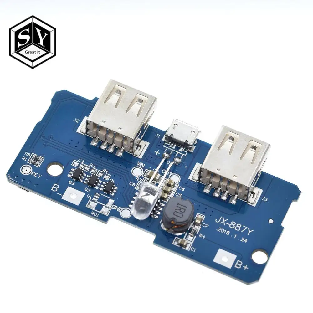 18650 Dual Micro USB 3 7 В до 5 2A Boost Мобильный Внешний аккумулятор DIY литиевая батарея