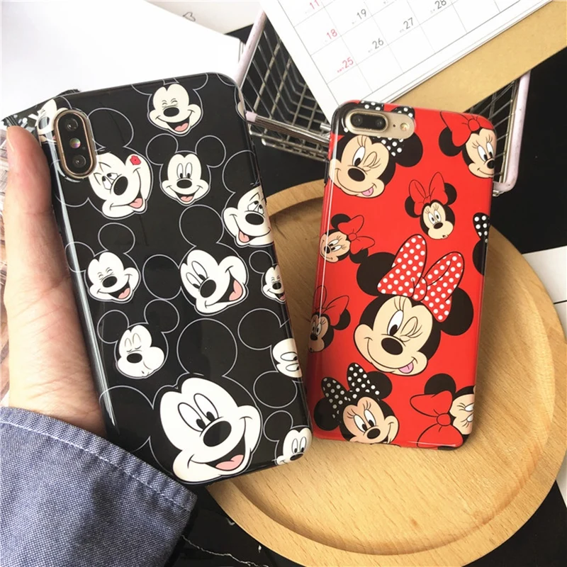 

Cute Mickey Minnie Phone Case For iPhone X 8 7 Plus TPU Cartoon Soft Back Cover For iPhone 6s Plus XR XS MAX Disneys Coque Case