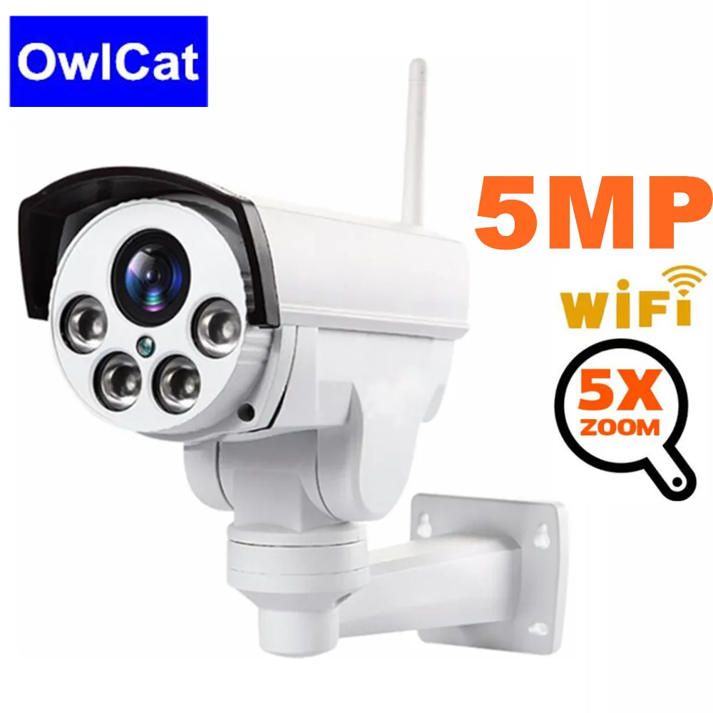 OwlCat HI3516C HD 1080 P пуля PTZ IP Камера Открытый Wi-Fi 5X телеметрией зум Автофокус 2,7-13,5 мм 2MP Беспроводной ИК Onvif SD карты