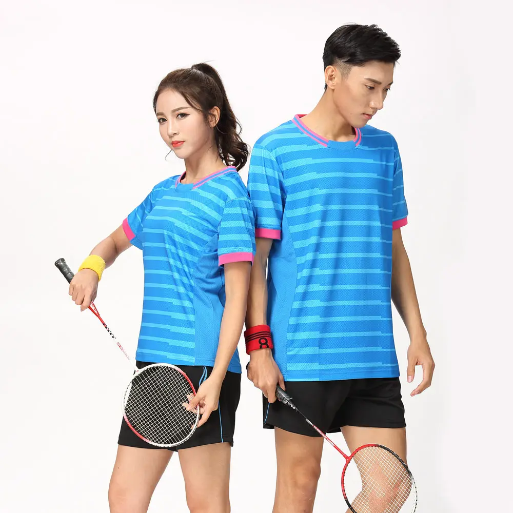 Adsmoney дышащая и быстросохнущая полосатая одежда для бадминтона для мужчин и женщин парные теннисные костюмы рубашка для настольного тенниса шорты