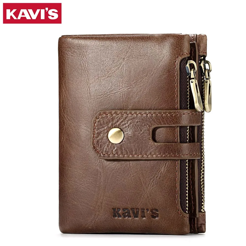 

KAVIS Genuine Leather Men Wallet Coin Purse Small Male Walet Portomonee PORTFOLIO Hasp Zipper Money Bag Card Holder Perse