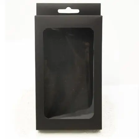 3 размера коричневый черный крафт-бумажный ящик коробка с пластиковым отверстием для мобильного телефона, розничный чехол для телефона коробка, универсальная коробка для телефона - Цвет: black
