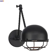 IWHD Antique Black Iron Vintage Wall Lamp Beside Bedroom Stair Wandlamp Swing Long Arm Wall Light Fixtures LED Applique Murale iwhd swing long arm wall light up down vintage glass wall lamp led bedroom iron wandlamp home lighting edison bulb light