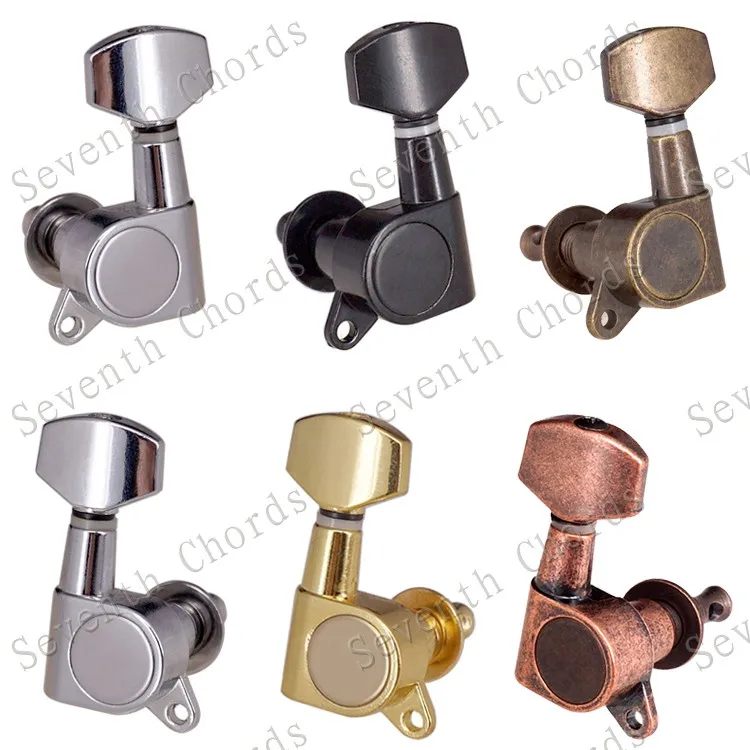 Набор 6 шт. Sealed-gear Guitar Tuning Pegs ключи тюнеры машинные головки для гитары-хромовый и черный и золотистый выбор