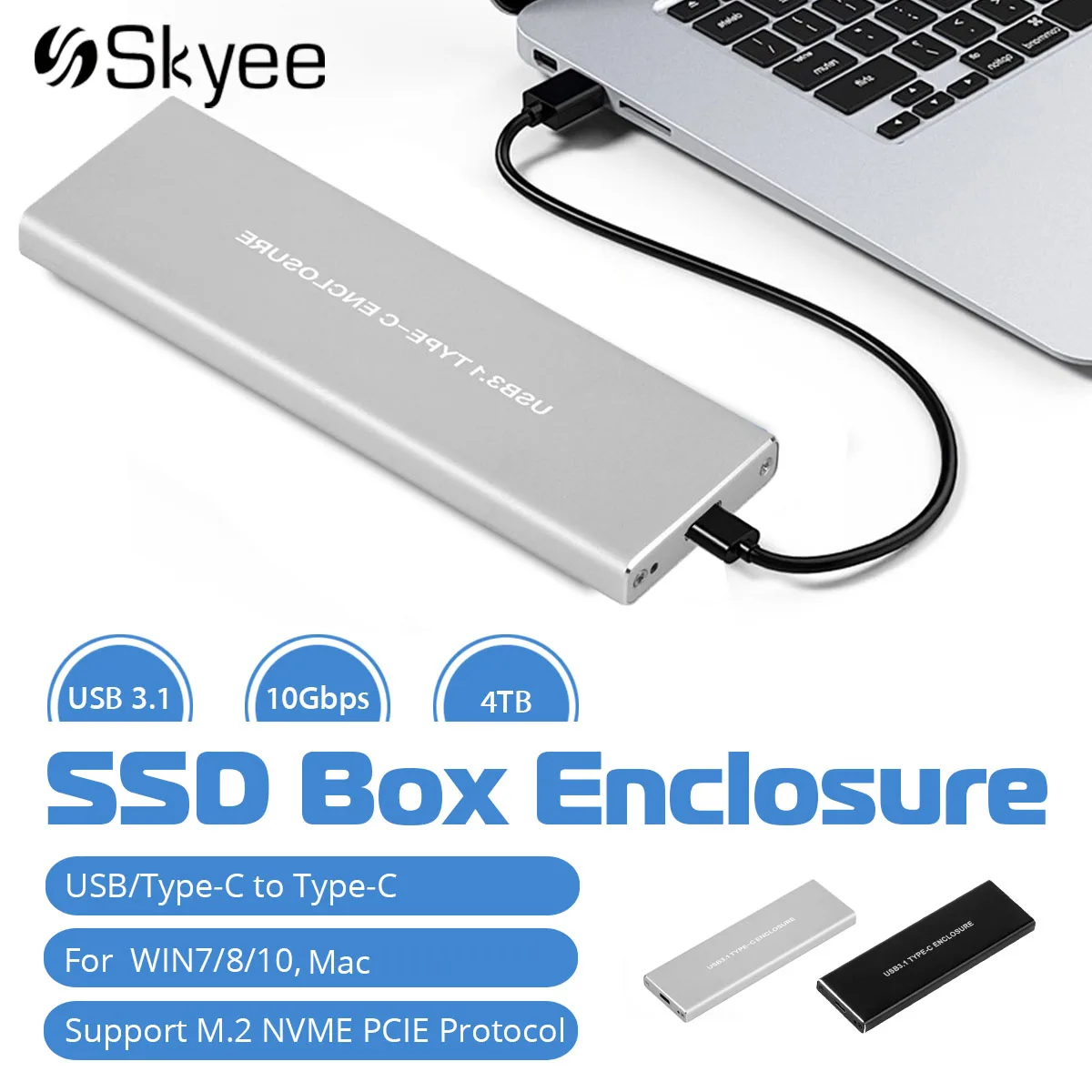 

LEORY PCIE HDD Enclosure USB 3.1 Type-c To NVME PCI-E M.2 SSD Box Aluminum Alloy 10Gbps Hard Drive Enclosure Hard Disk Case