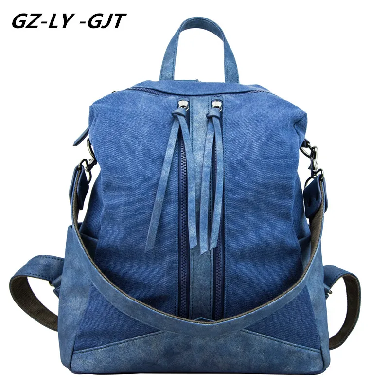 GZ LY GJT Famous Brand Backpack Women Canvas Bag Female Fashion Designed Backpacks For Teenage Girls
