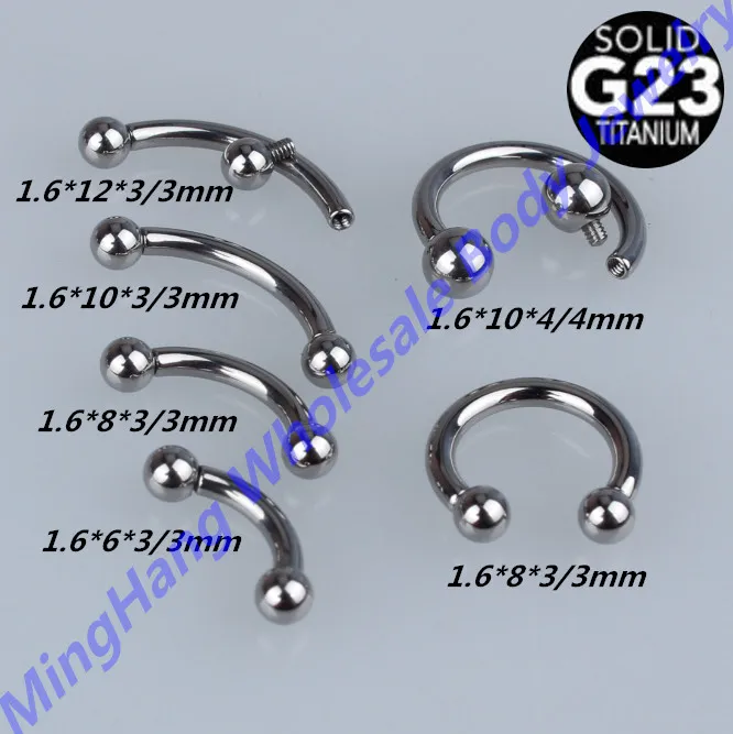 

6pcs/lot 14 Internally Threaded G23 Grade Titanium Nose Ring With Eyebrow Ring Piercing Body Jewelry