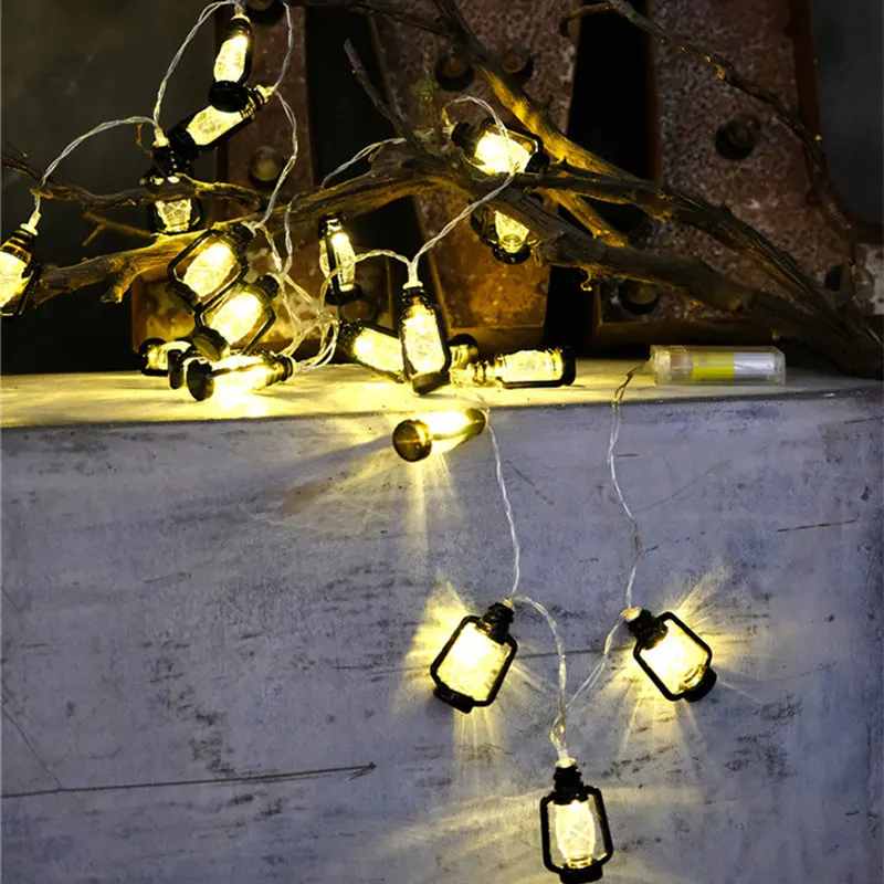 

Retro Garland LED Lantern String Lights Battery Powered Fairy Lights Holiday Party Outdoor Decoration