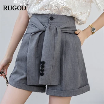 

RUGOD 2019 New Arrival Women Solid Bandage Loose Shorts High Waist Designed Ins Fashion Wide Leg Shorts Temperament Office Mujer