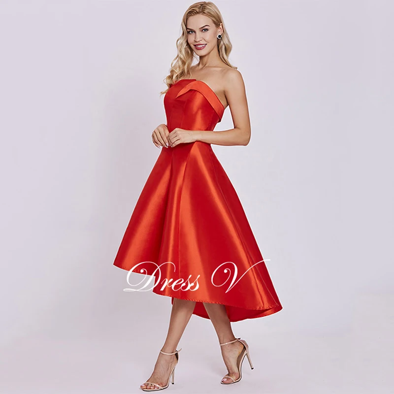 Dressv платье для выпускного вечера, недорогое красное ТРАПЕЦИЕВИДНОЕ коктейльное платье длиной до щиколотки, жемчужно-розовое платье без бретелек на молнии для выпускного вечера