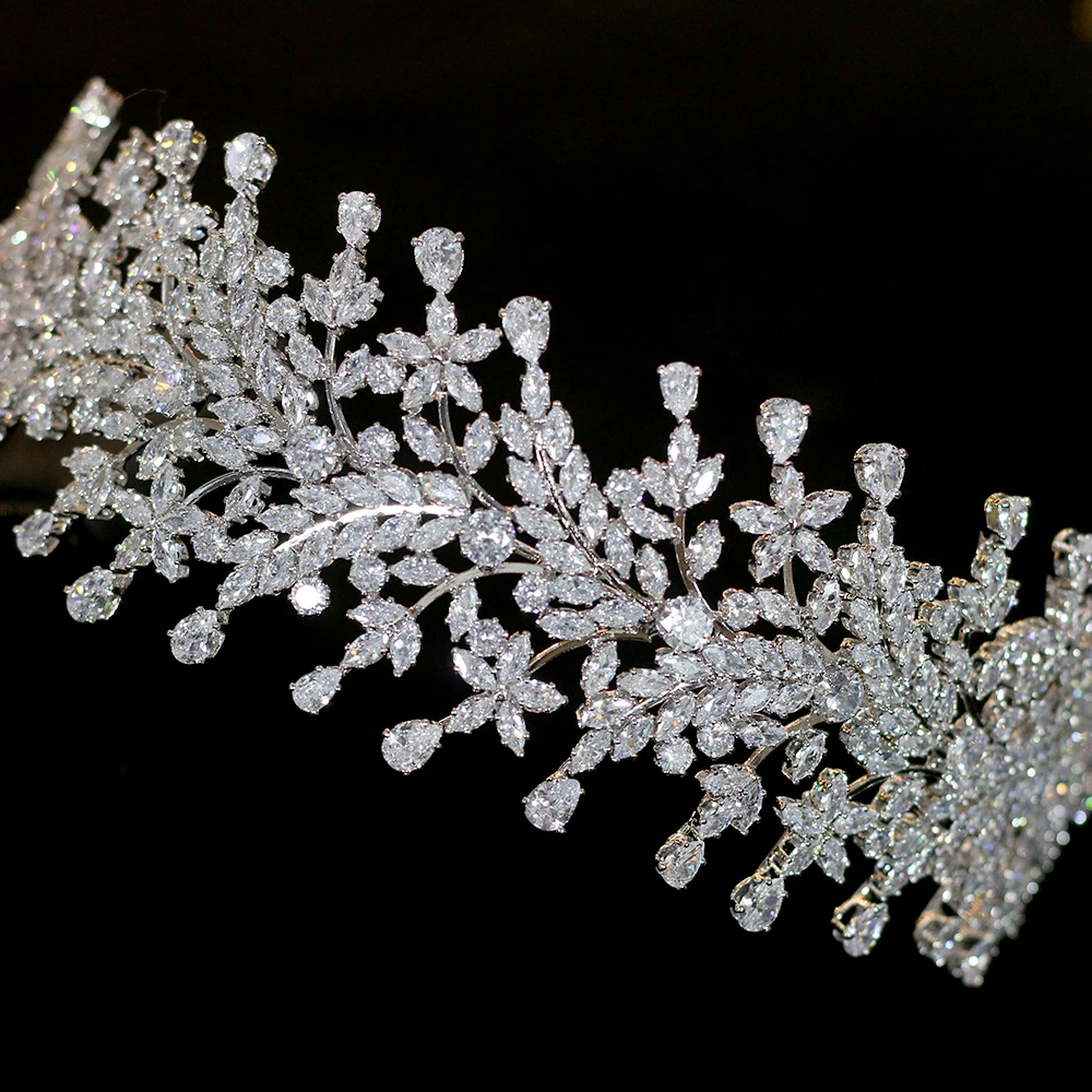 Luxury fashion wedding zircon ladies bridal hair tiara bridal crown princess crown accessories