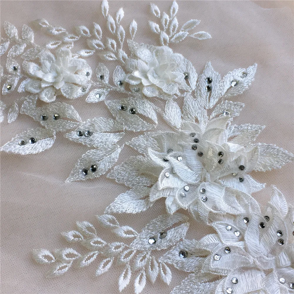 1 шт. большая черная слоновая кость белая вышивка 3d цветок Кружевная ...