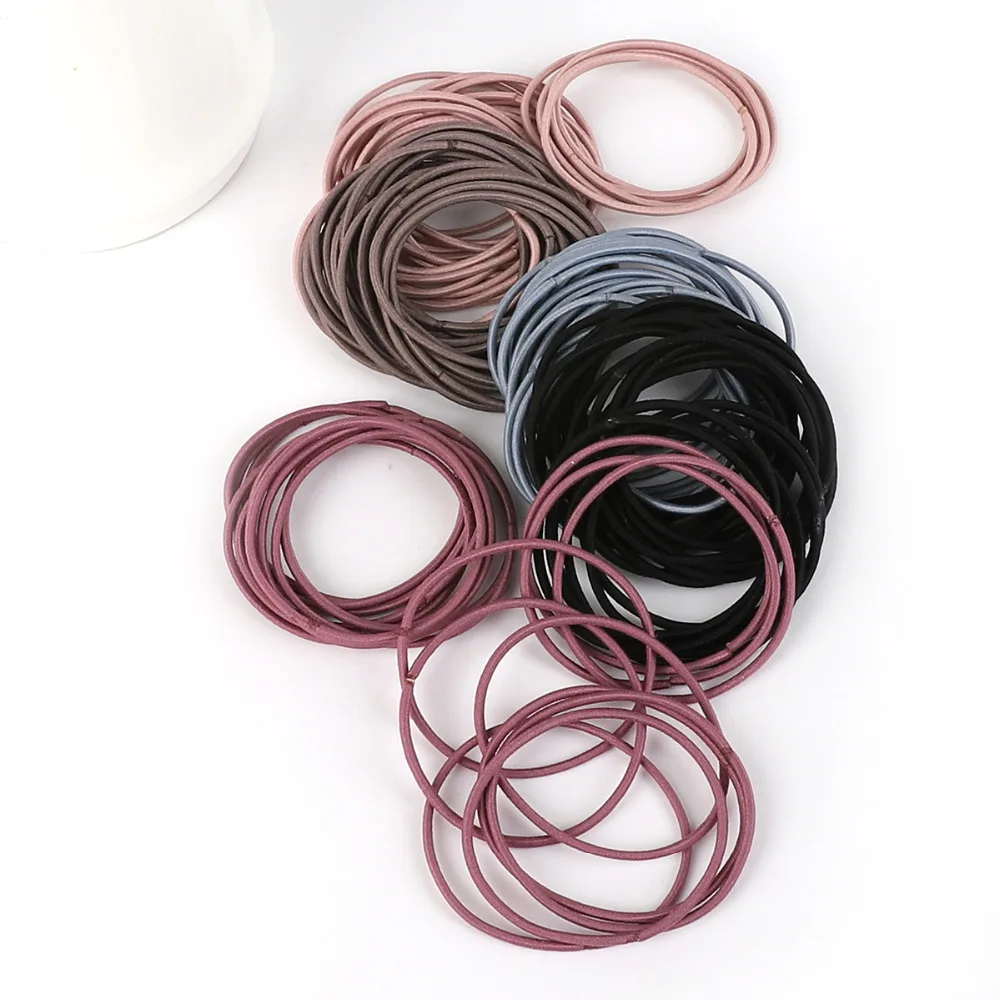 100pcs/lot 5CM Nylon Elastic Hair Bands Ponytail Holder Rubber Band Headband For Women Girls Hair Ties Gum Hair Accessories pink hair clips