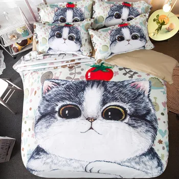 

LLANCL Cartoon Cat Animal Printed Quilt/Duvet/Comforter cover Adult Bedroom 3pcs Polyester Fiber Christmas Gift Black Pink