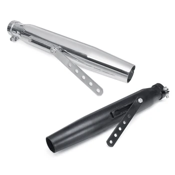 

Motorcycle Cafe Racer Exhaust Pipe Silencer for ATV with Sliding Bracket 35-43mm Matte Black Silver Universal Muffler