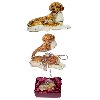 

Golden Retriever dog alloy jewelry box decorative metal keepsake box fashion trinket box home decor dog gifts