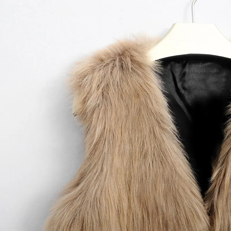 Autumn Winter Women Fur Vest Warm Faux Fox Short Jacket Vests Furs Coats Lady Casual Gilet Outwear S-3XL H9