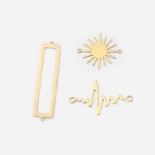 20Pcs Raw Brass Sun Flower/Hollow Rectangle/Ecg Pulse Connector Pendant For DIY Bracelet Necklace Jewelry Findings Making