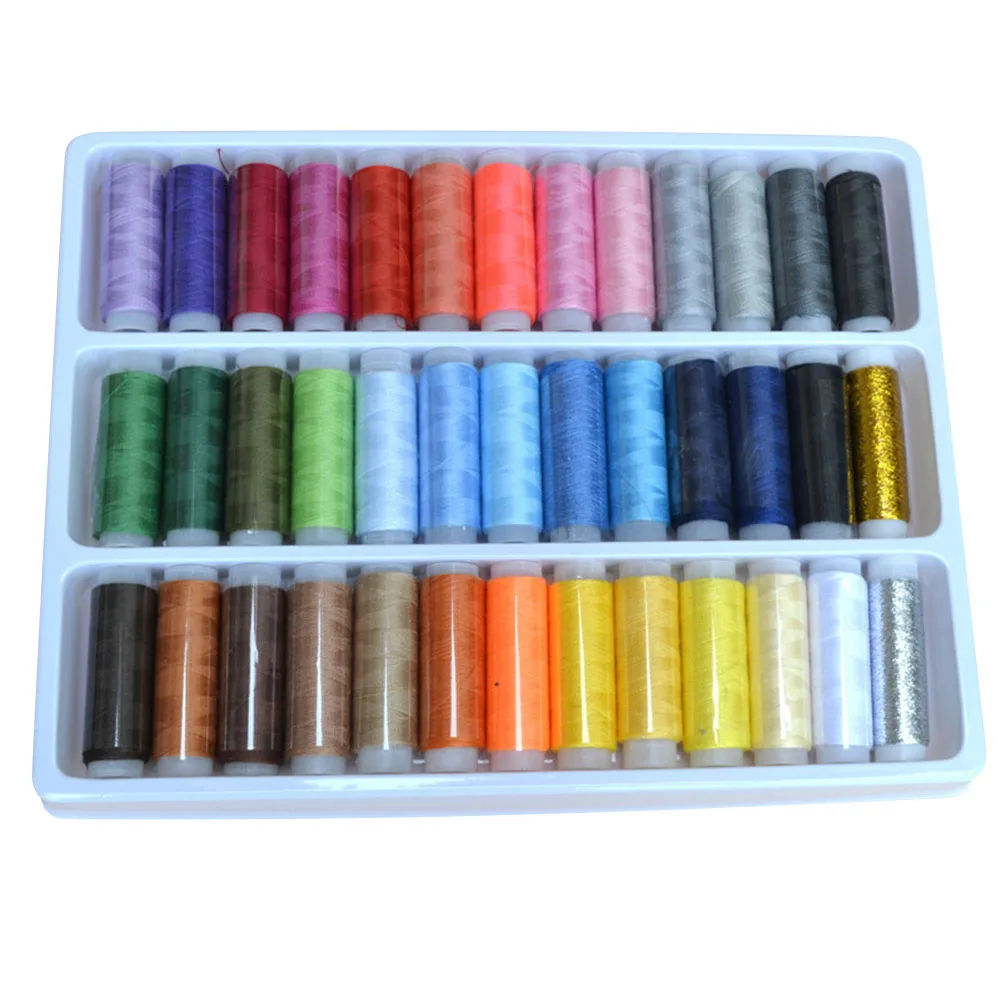 Mixed Color Polyester Sewing Thread Box Set DIY Sewing Kit for Hand Machine Needles E2Sin