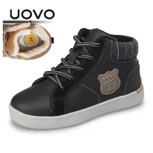 UOVO/Коллекция года; зимняя обувь для мальчиков; хлопковые кроссовки для мальчиков; теплые плюшевые детские ботинки; Удобная нескользящая обувь для детей; Размер 28#-37
