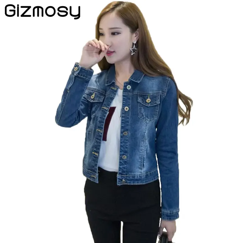 Koop Denim Korte Jassen Vrouwen Vintage jeans jassen Lange Mouwen casual jas vrouwen denim jas slanke bovenkleding Vrouwelijke SY1067