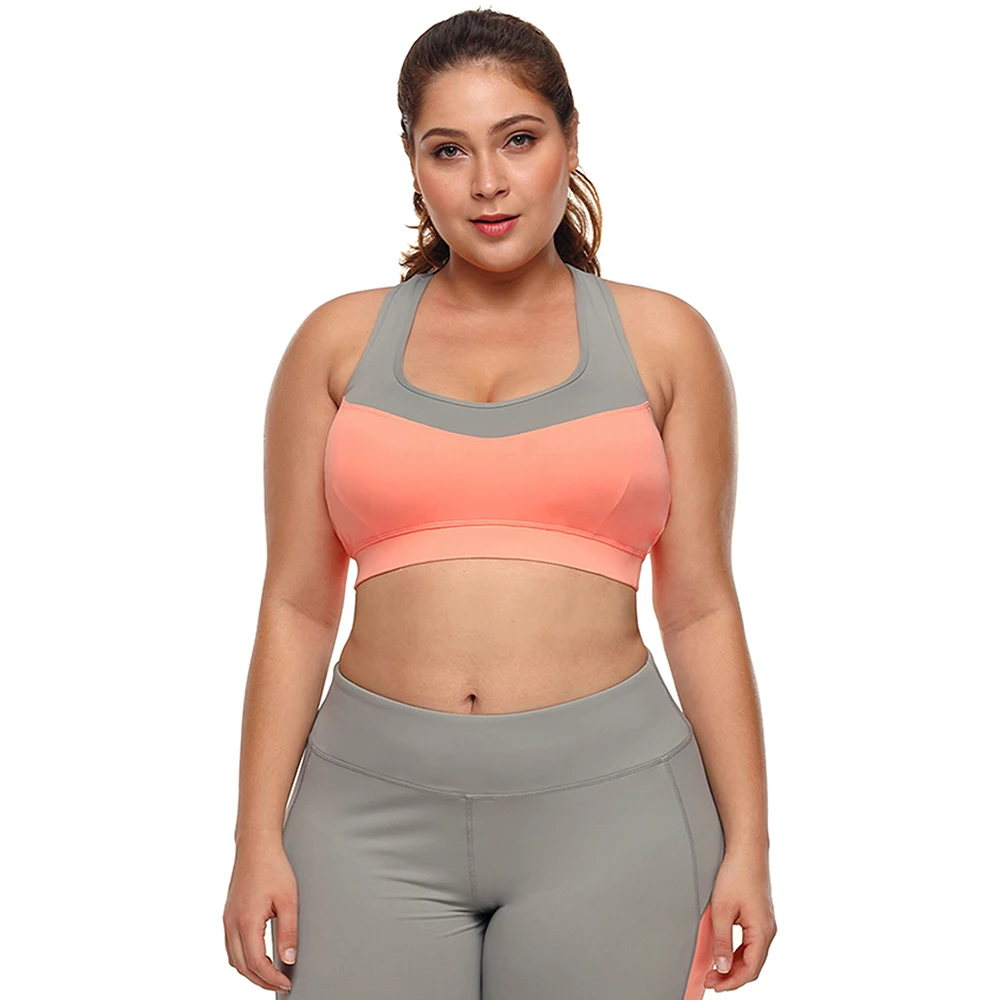 Large Big Plus Size Fitness Top Female Sport Brassiere Push Up Piping Trim Padded Women Running Yoga Workout Sports Bra 2018
