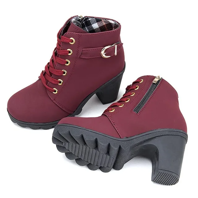 

Woman Shoes Boots Female 2018 Newest Women Boots High Heels Plus Size Women Winter Boots Solid PU Buckle Ankle Boots for Women