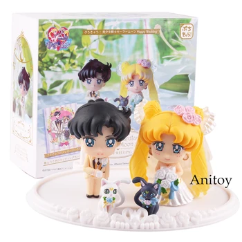 

Sailor Moon Figure Salior Lune Mamoru Chiba Action Figure PVC Pretty wedding Guardian Toy Gift 2~4.5 cm