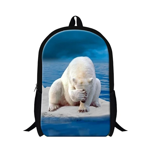 Dispalang дизайнер Полярный медведь печать животных рюкзак для подростков, девушки школьный рюкзак милые книжные сумки начальной школы студентов mochila - Цвет: Синий