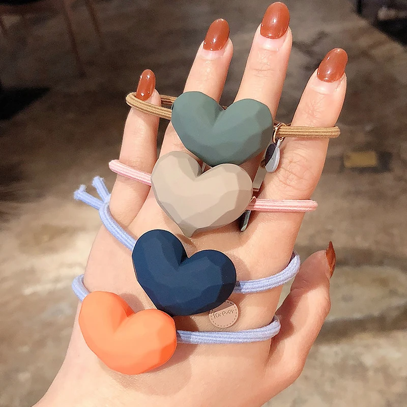 

Sweet Lovely Hair Ties Korean Style Heart-shaped Elastic Hair Bands Women Girls Scrunchy Hair Accessories Ponytail Holder