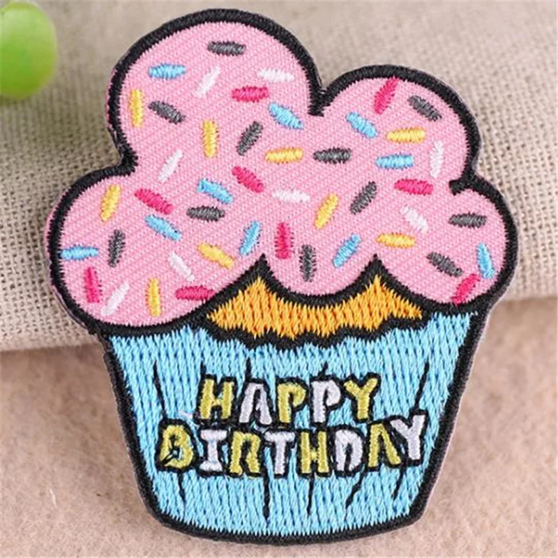

ChicLady Clothing diy embroidery Birthday cake iron on patch deal with it cute biker patches for clothes kids Christmas stickers